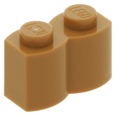LEGO kocka 1x2 módosított farönk alakú, középsötét testszínű (30136)
